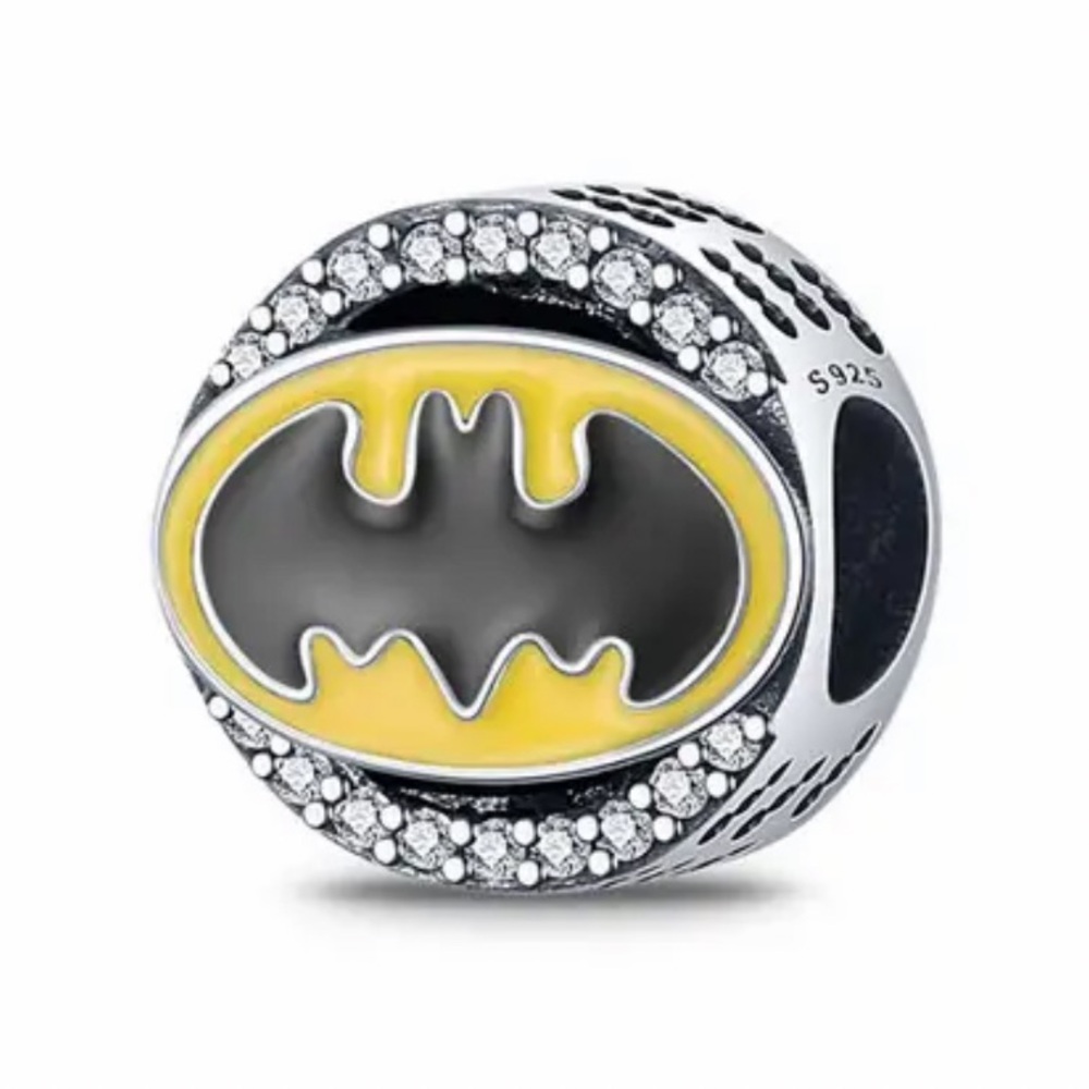 NWOT DC Comics Batman Logo Circle Charm Sterling Silver 925